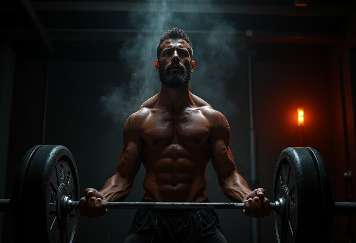 Atleta przy sztandze pod obciążeniem