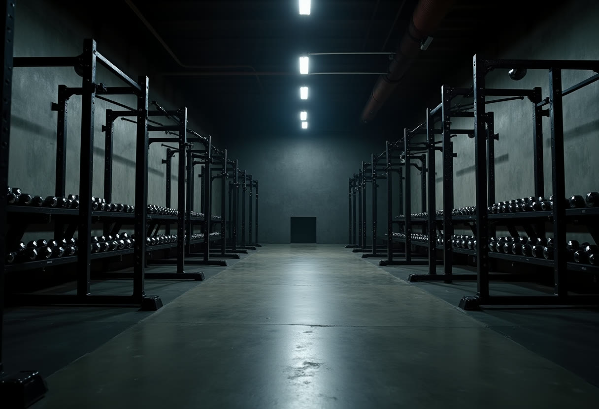 Wnętrze industrialnej hali treningowej
